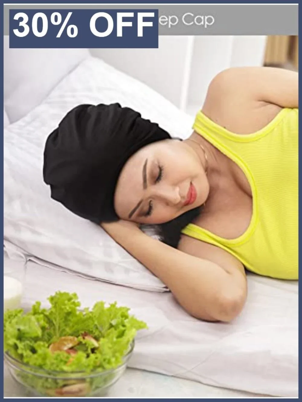 Satin Lined Sleep Cap Bonnet for Hair Protection, 3 Pack